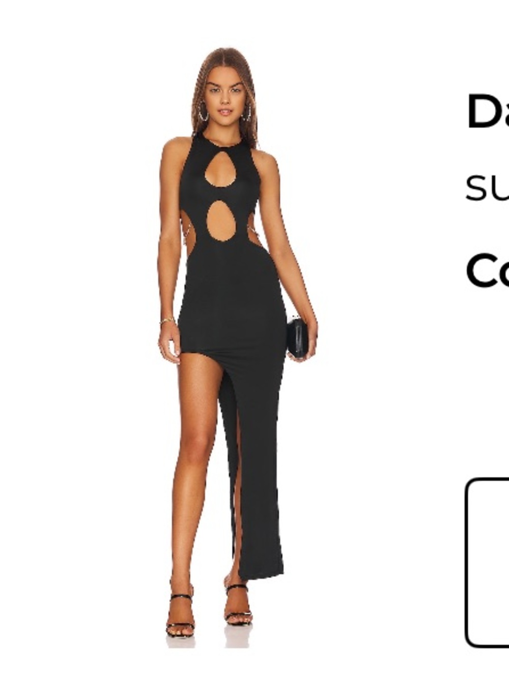 superdown Black Backless Cutout Dress with Gold Chain Detail